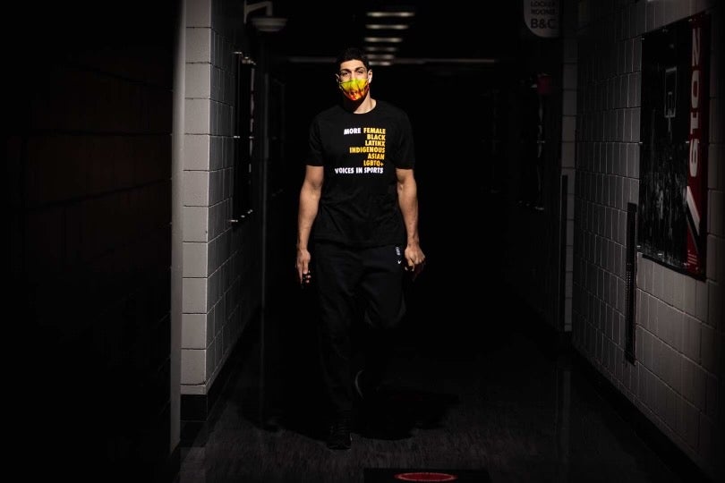 Enes Kanter wears Megan Reyes' diversity shirt