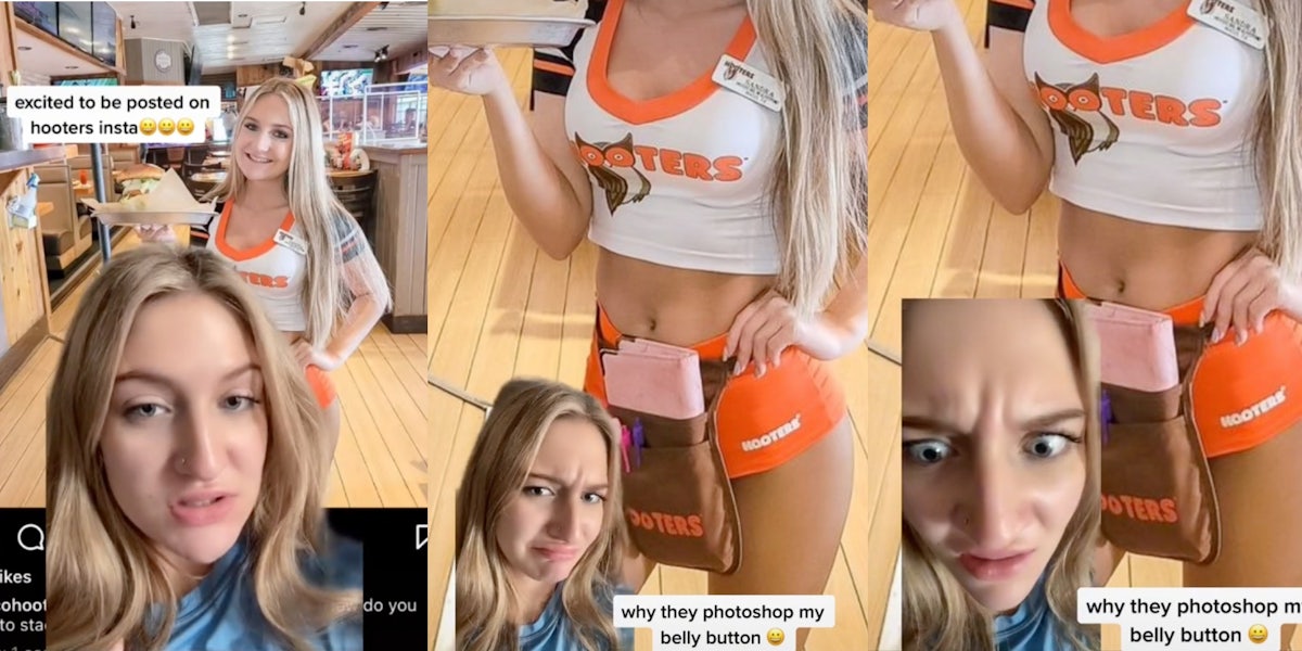 Hooters waitress accuses restaurant of Photoshopping her belly button