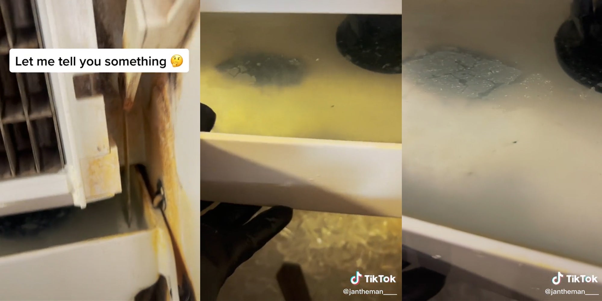 dirty water in ice machine with caption 'Let me tell you something'