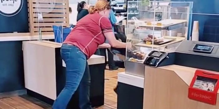 A woman knocked over trays and table markers at a McDonald's because she felt she didn't get her order fast enough.