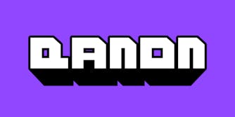 QANON in Twitch logo typeface