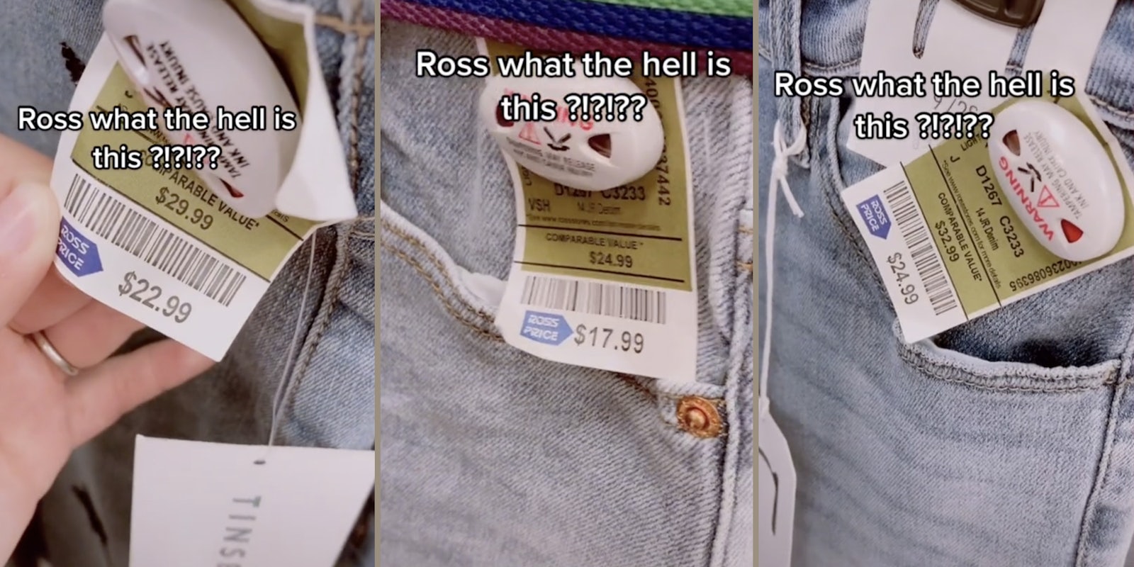 price tags on jeans at ross store