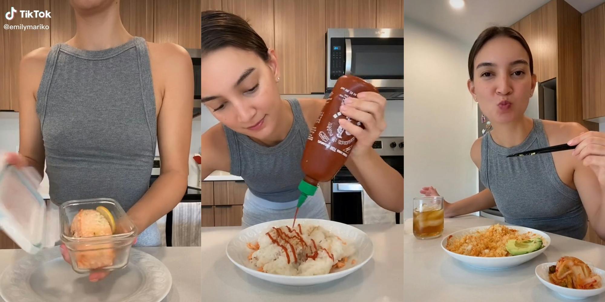 Young woman preparing meal