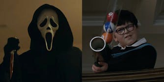 two-side panel of ghostface in scream (left) and archie yates in home sweet home alone (right)