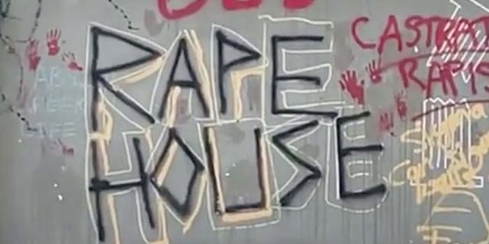 A USC Frat house is covered in graffiti after allegations of sexual assault and drugging.