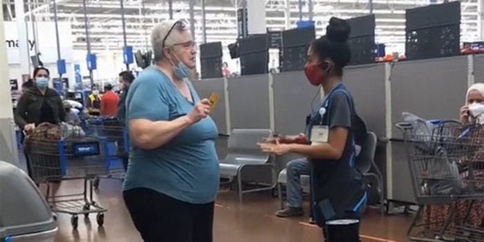 Woman at Walmart talking to manager