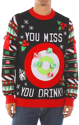 You Miss You drink sweater with an interactive drinking game