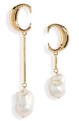 Chloe gold pearl drop earrings
