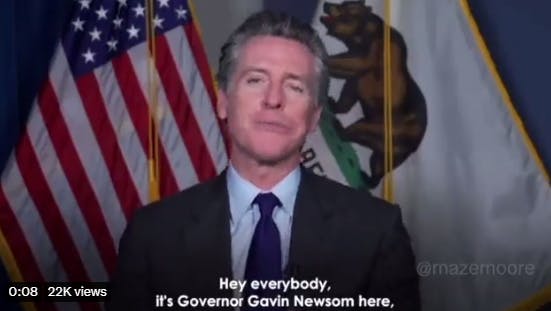 A doctored video of Gov. Gavin Newsom that led to conspiracy theories.