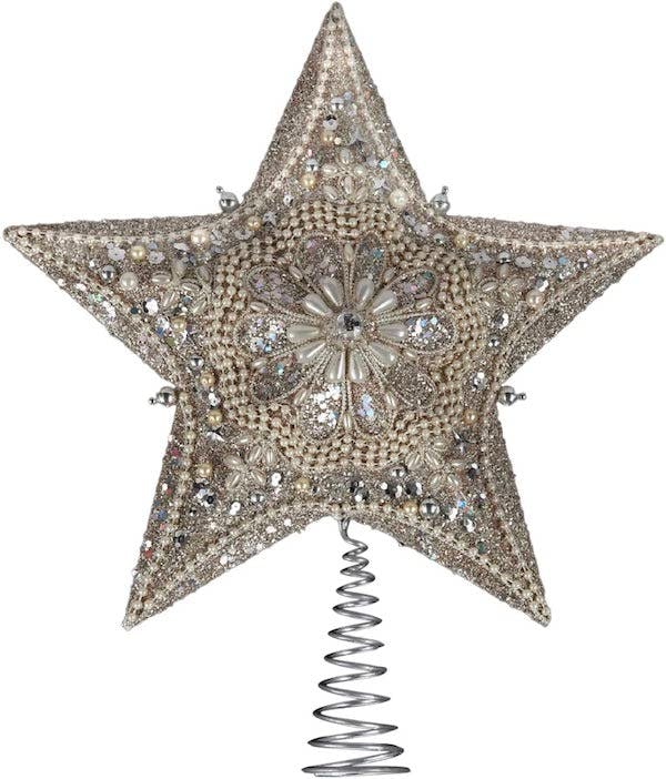 Christmas home decor: beaded tree star with pearls and stones