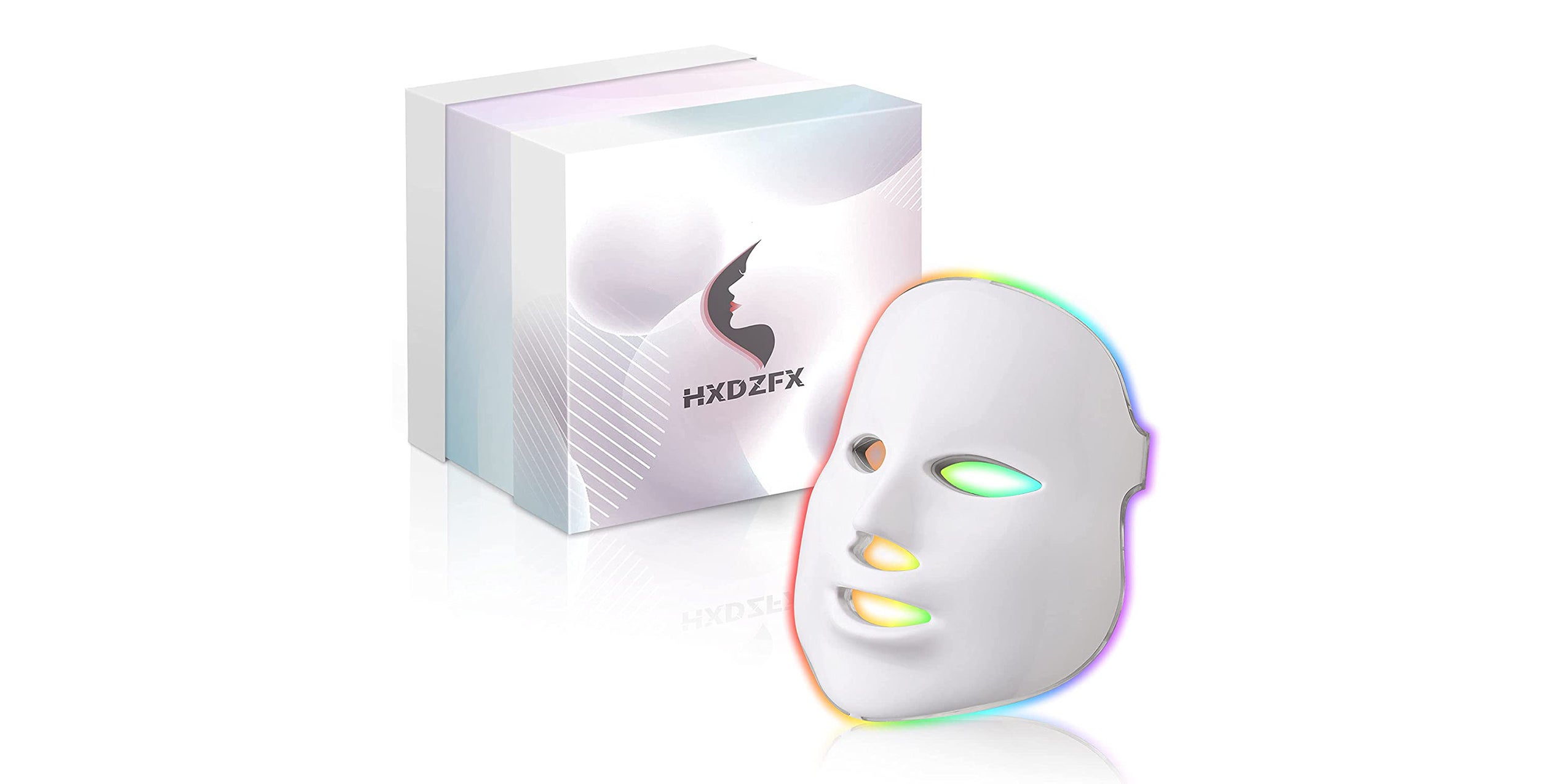 LED Face mask with a multi-color glow.