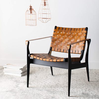 Leather Weave accent armchair