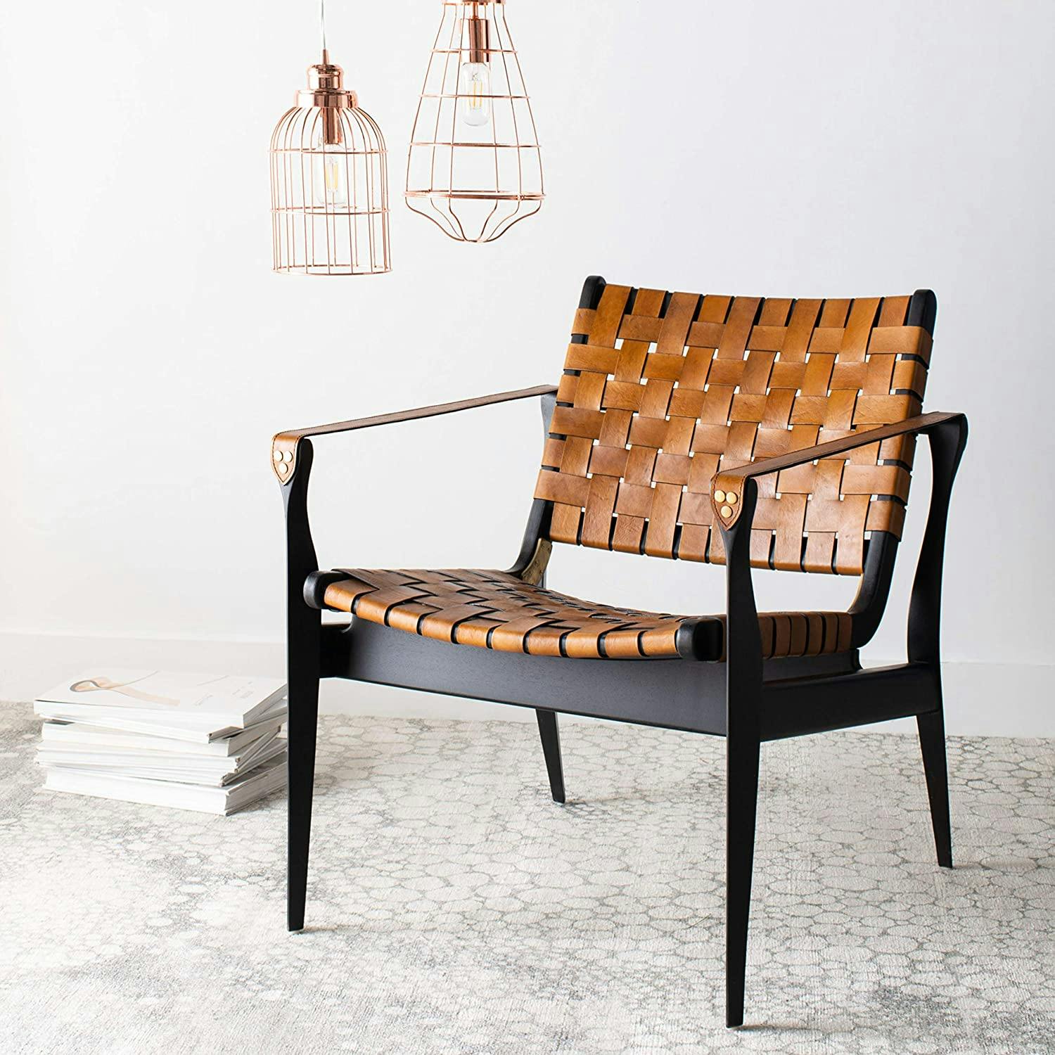 Leather Weave accent armchair