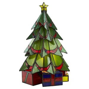 Christmas home decor stained glass Christmas tree with presents