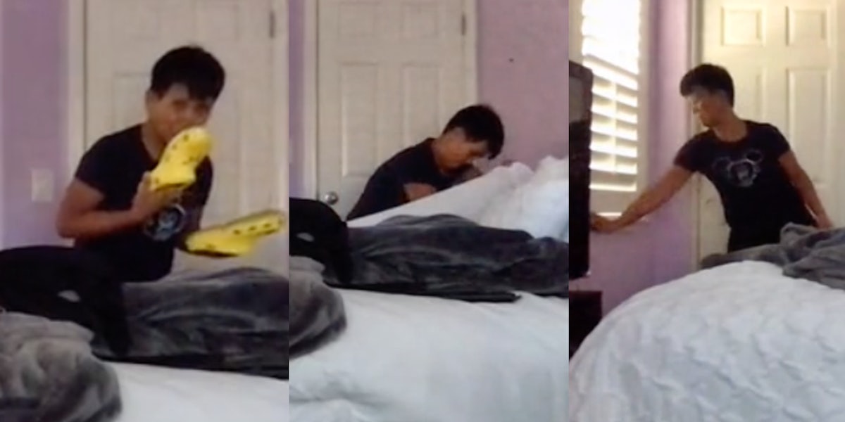 Stepmother messes with bed