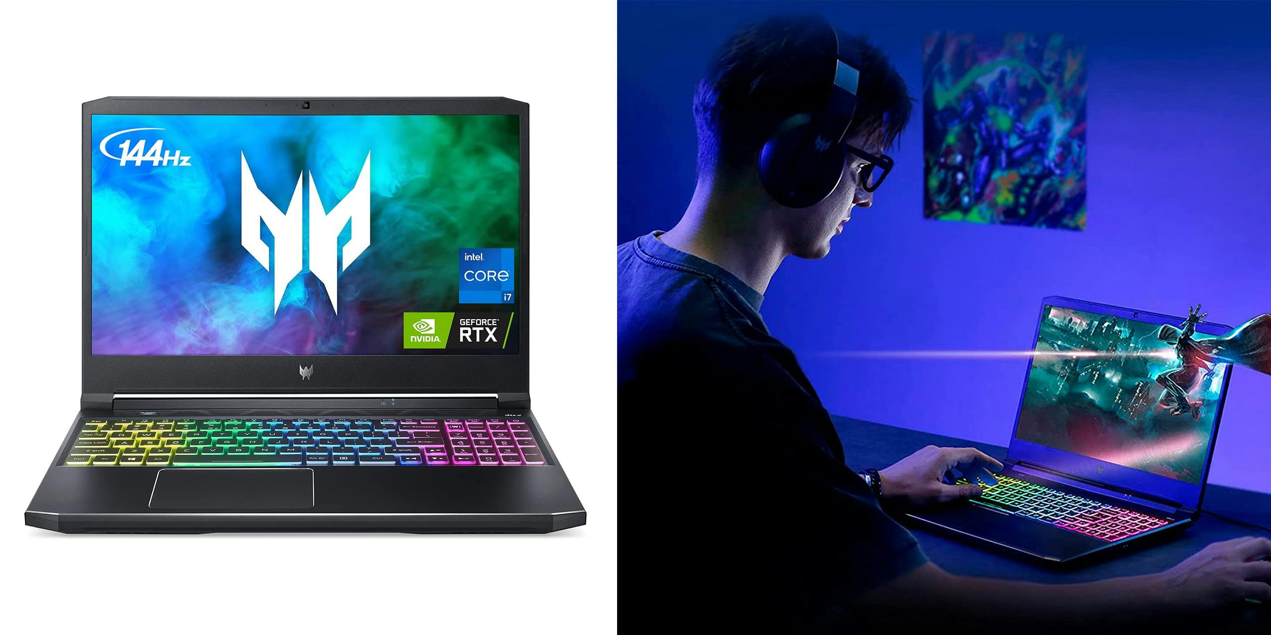 Acer Predator Helios gaming laptop being played by a gamer with headphones.
