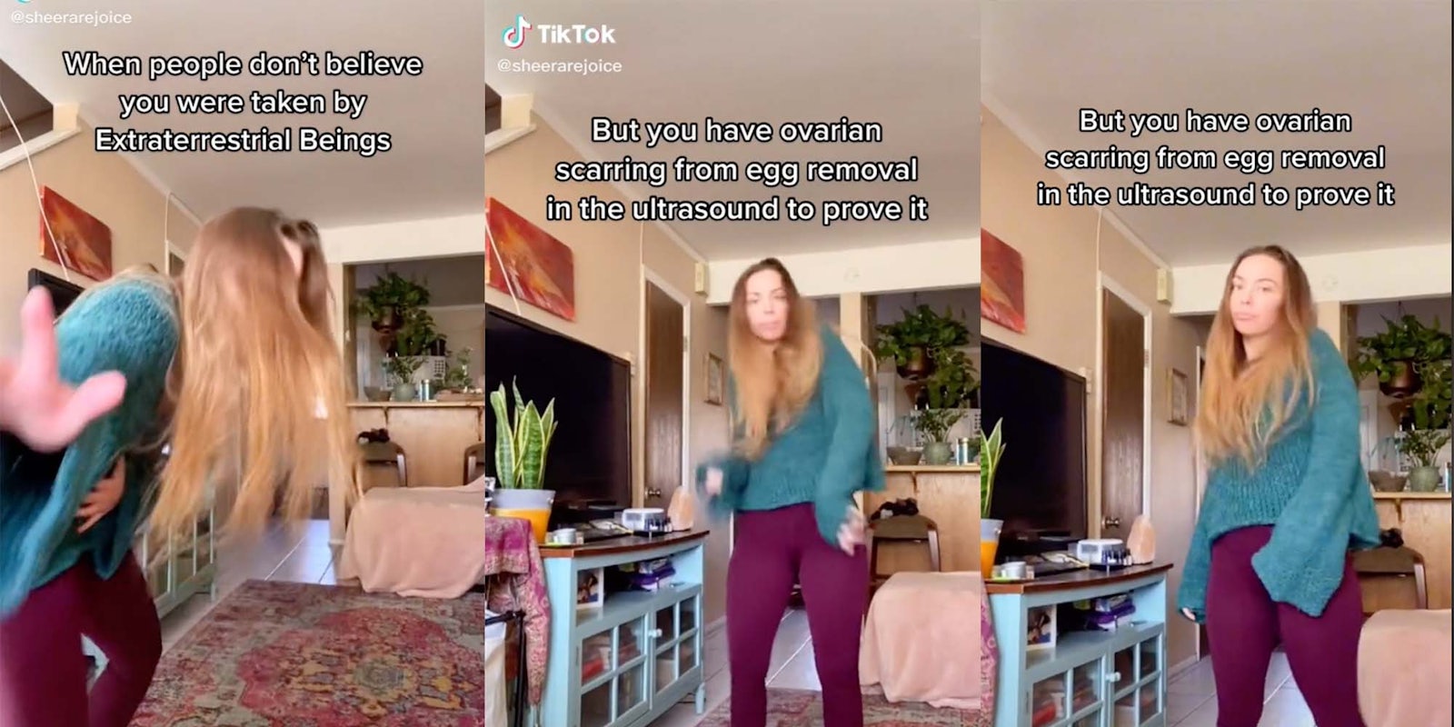 A woman on TikTok says she was abducted by alien and that they took her eggs.