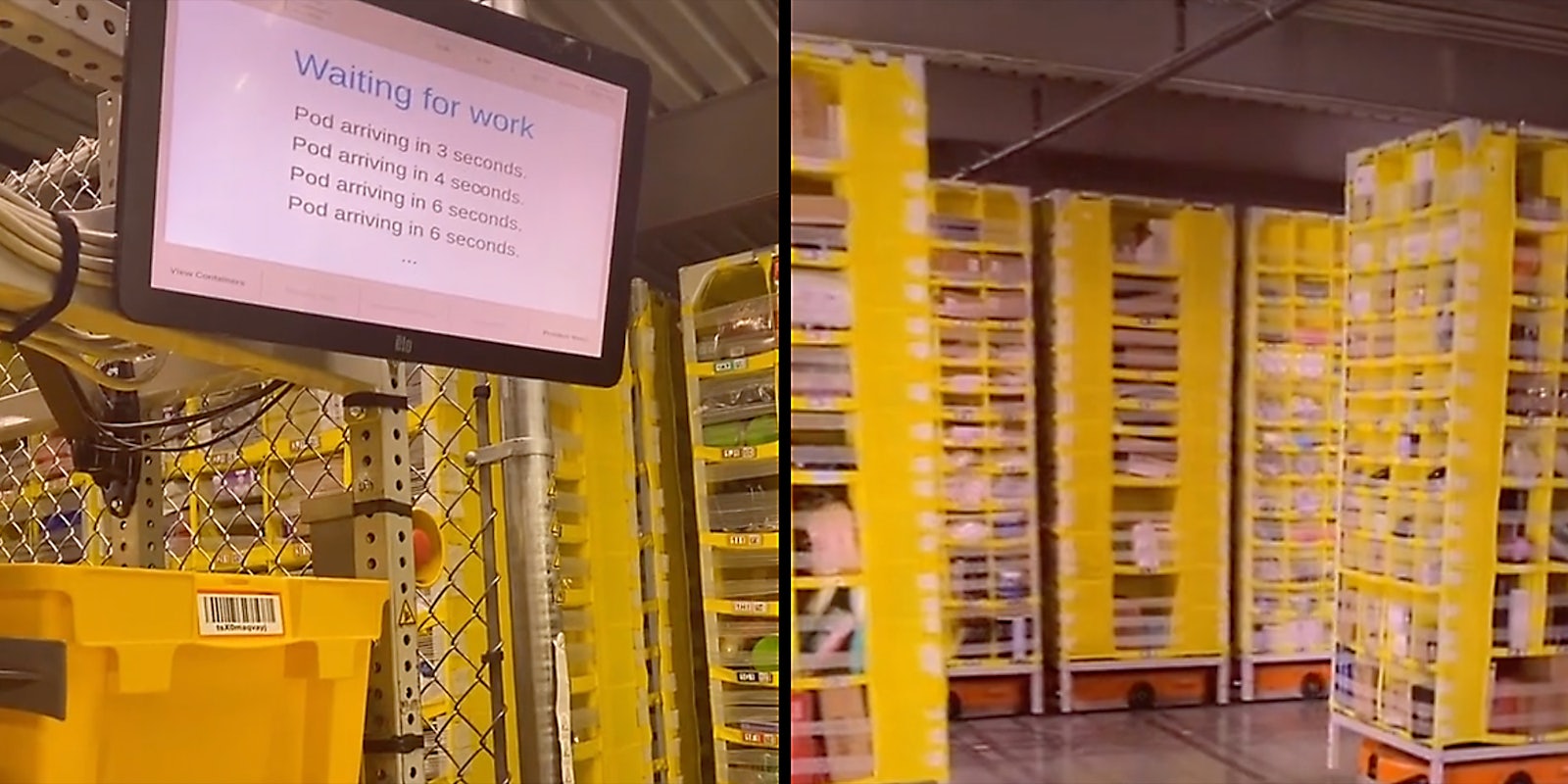 Amazon factory shelves.