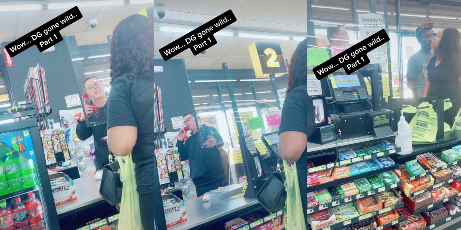cashier and customer in dollar general