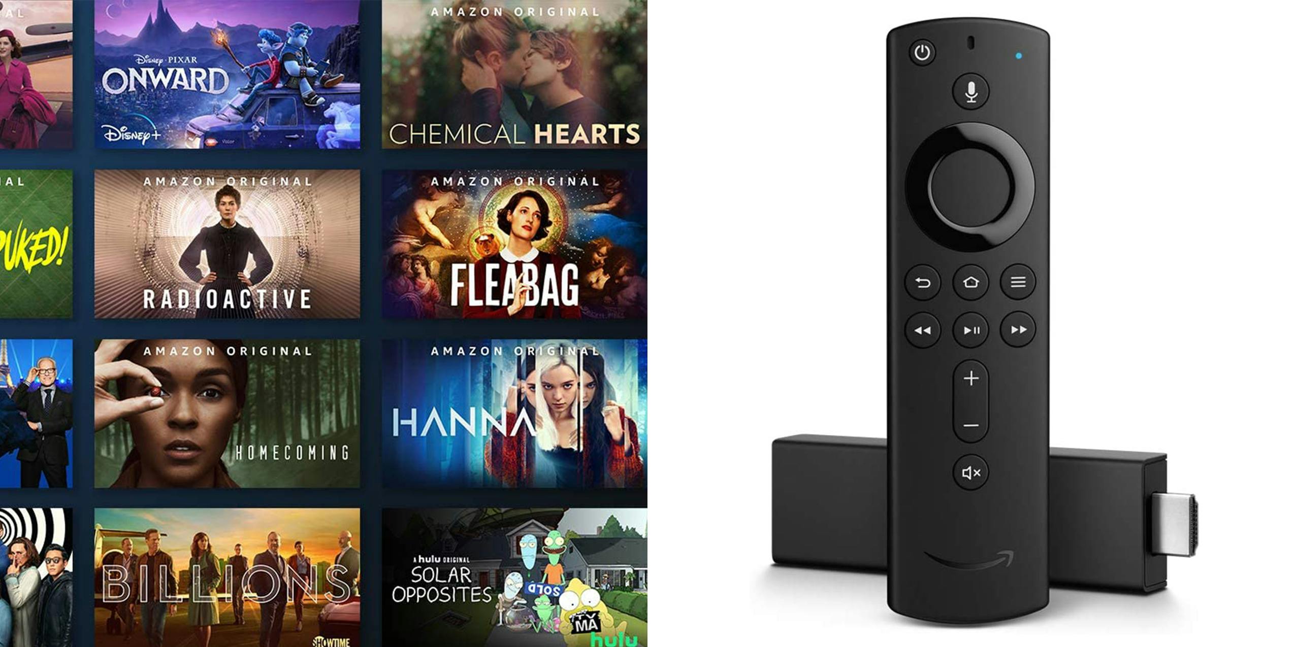 Amazon Fire TV Stick 4K along with a showcase of Prime Video programing.