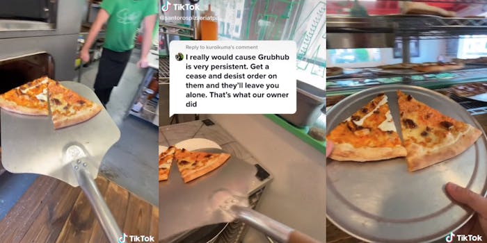 A TikTok video inside of a pizza restaurant