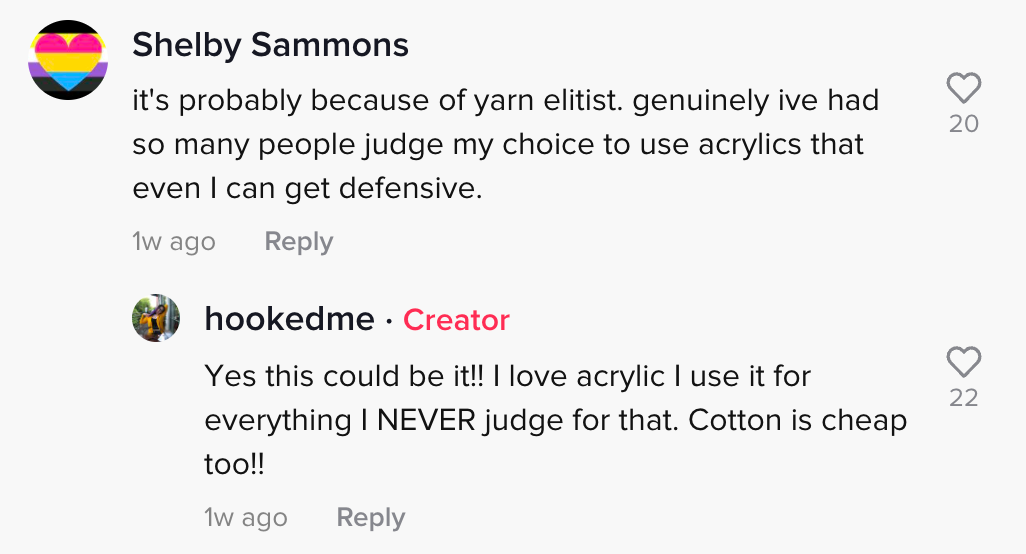 tiktok acrylic yarn elitism