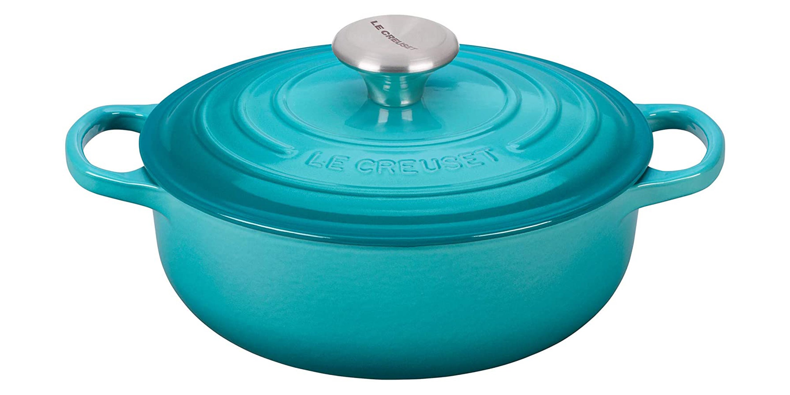 A teal Le Creuset Pot product image.