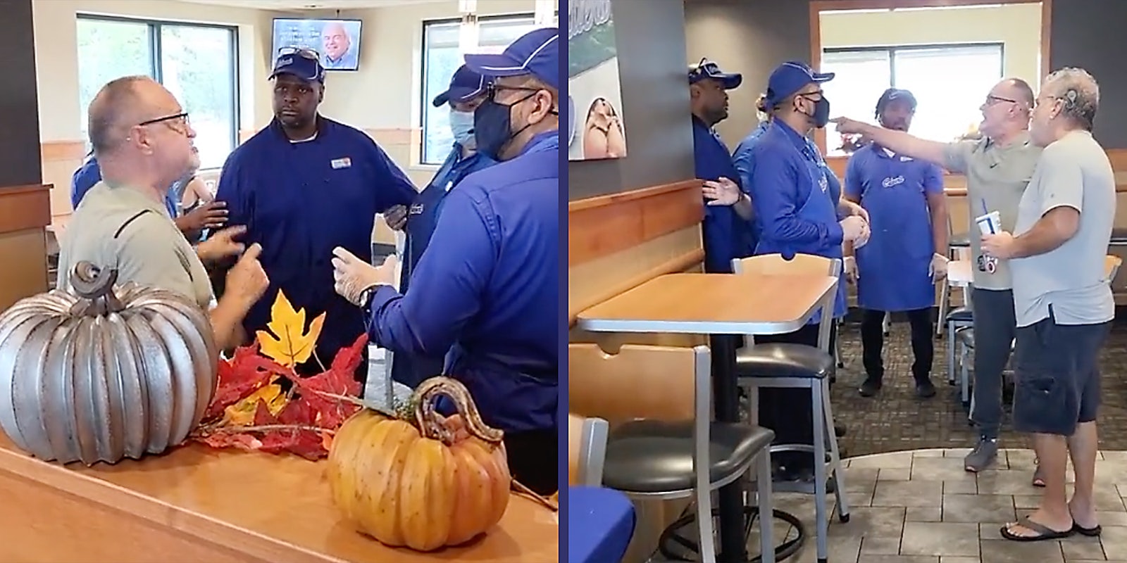 A man yelling at fast food workers.