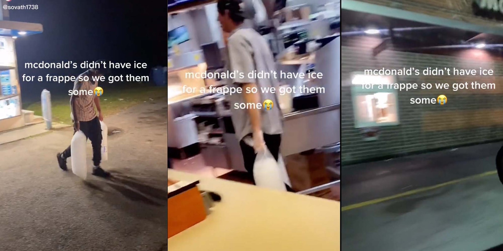 McDonald's customer buys ice for store.