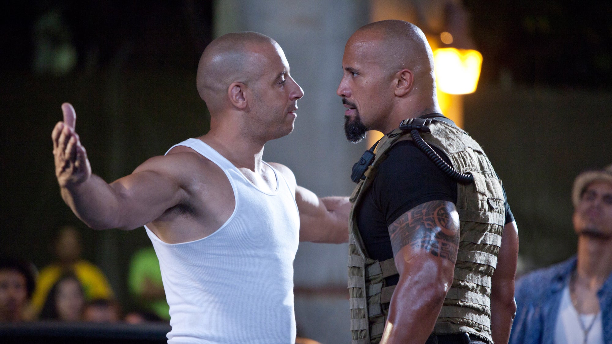 vin diesel (l) and dwayne johnson (r) in fast five