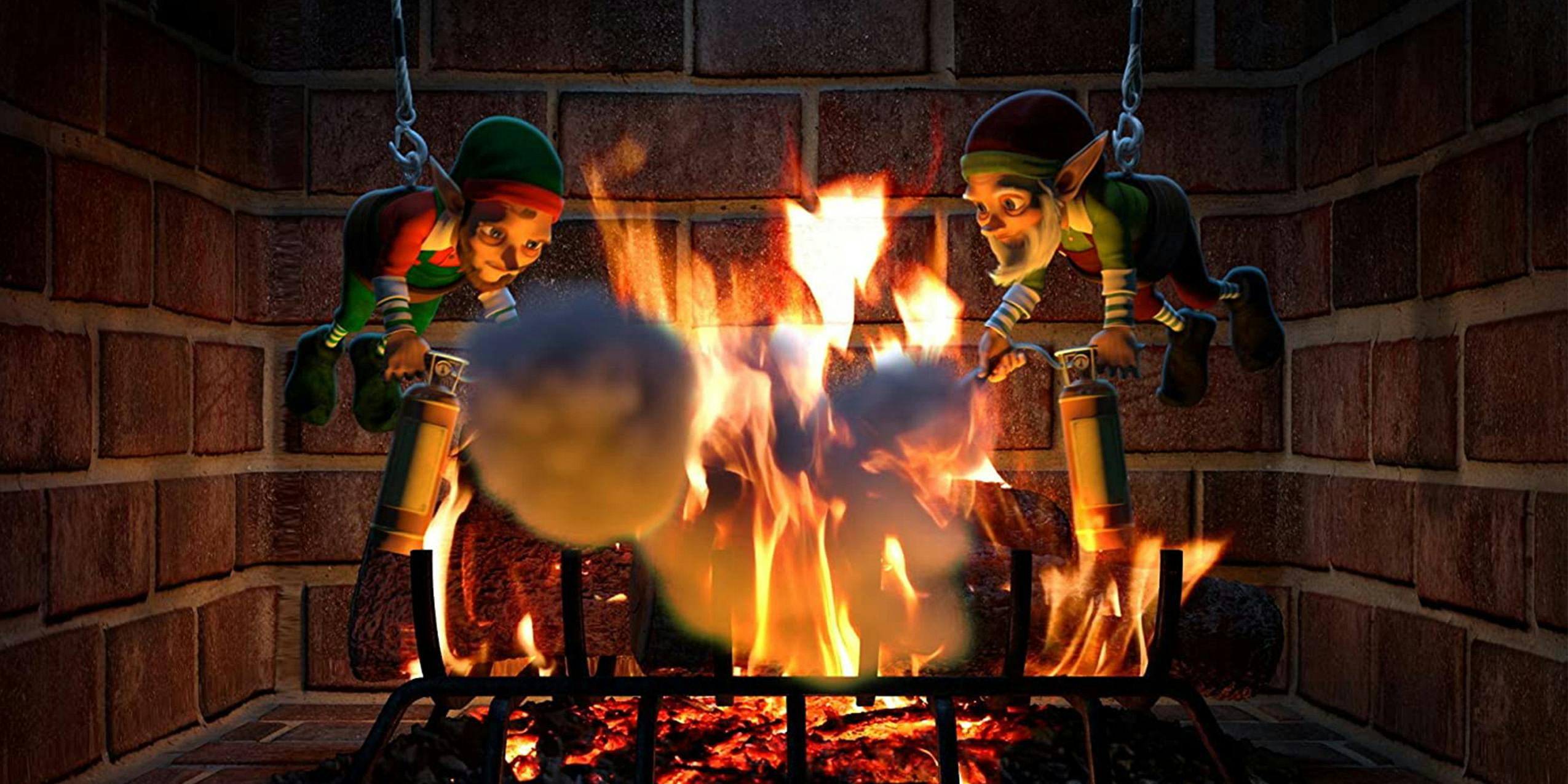 A still of goofy elves from Night Before Christmas AtmosFX DVD.