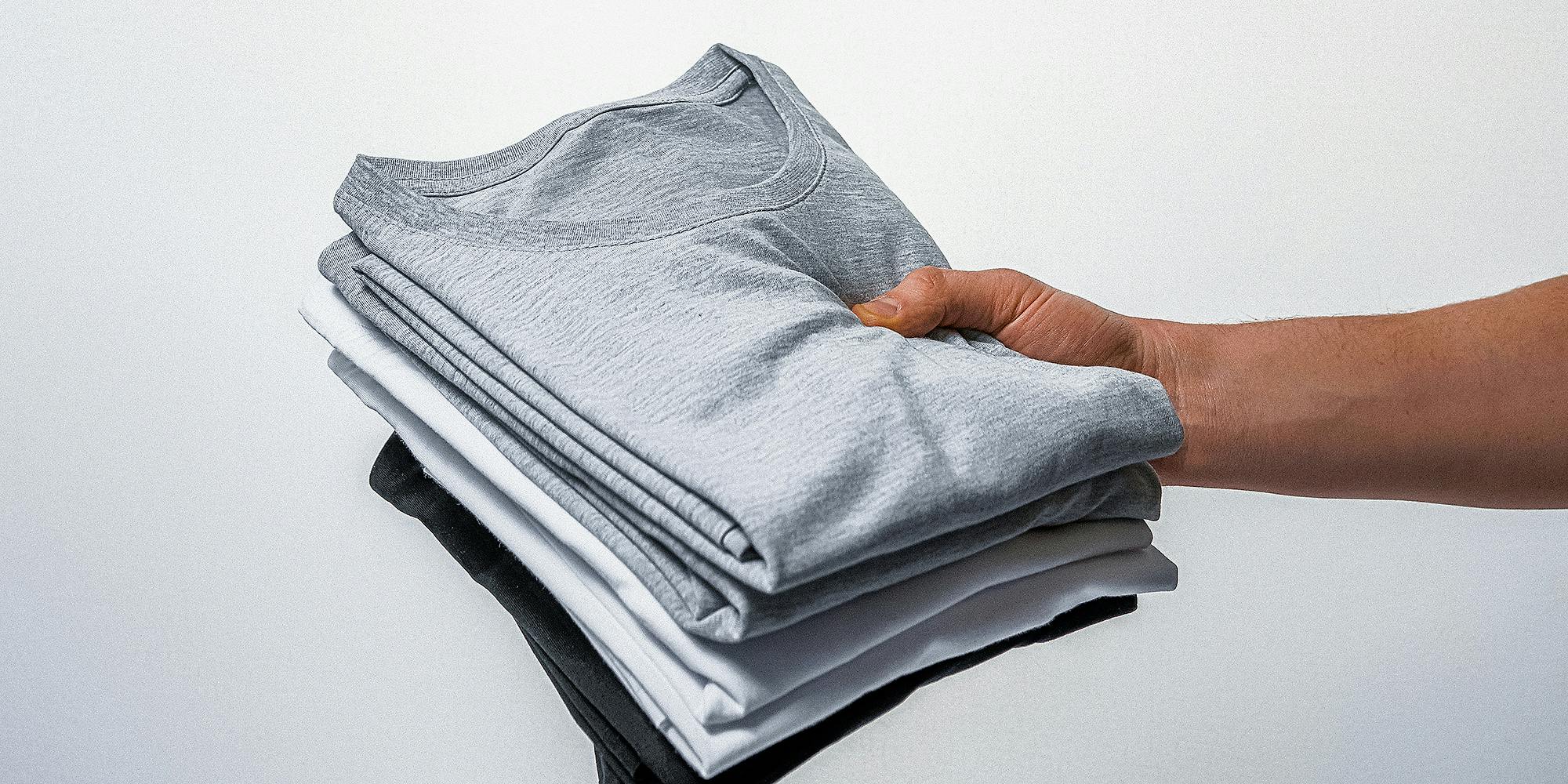 A stack of shirts.