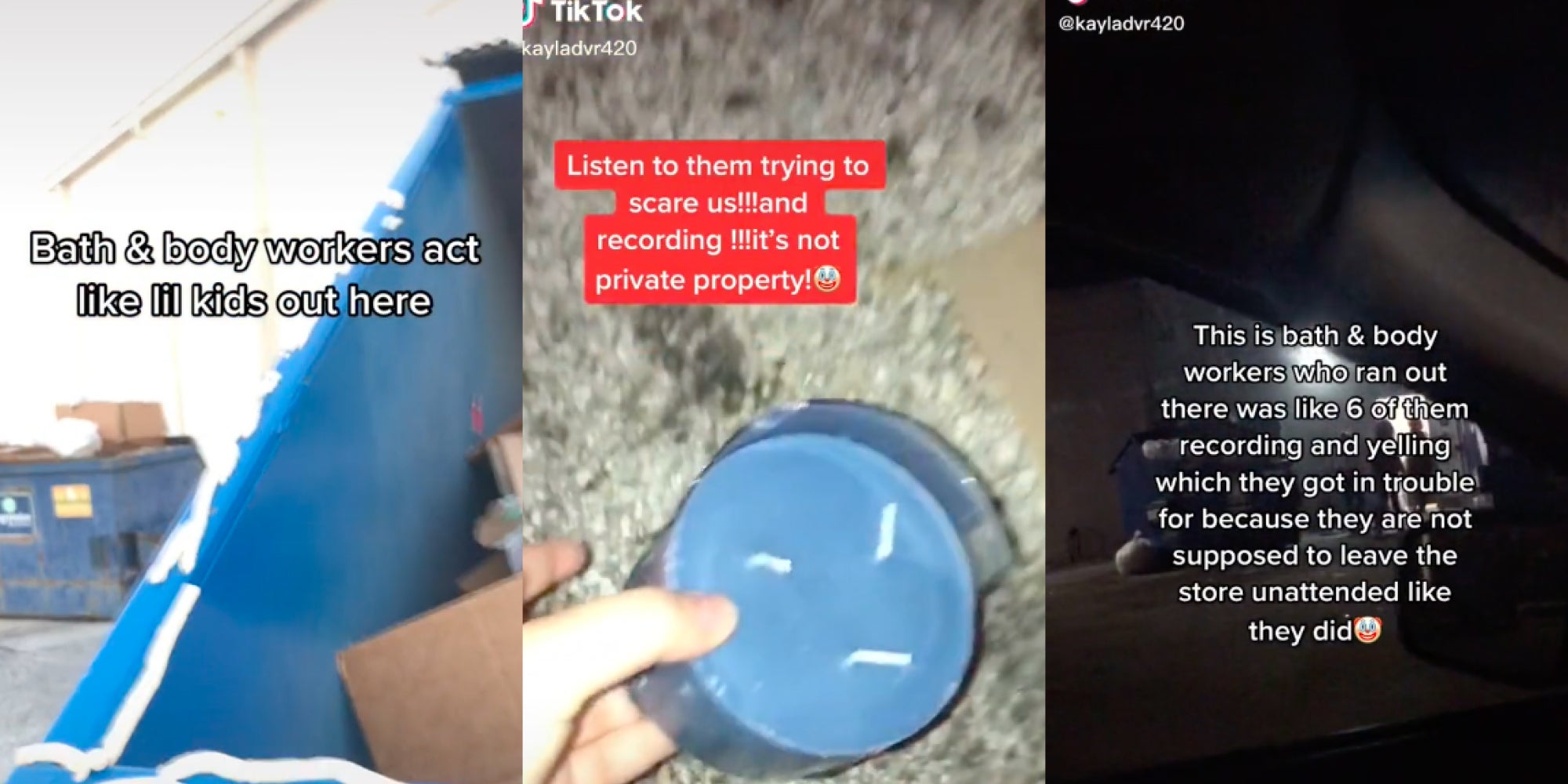 Bath & Body Works dumpster-diver blocked