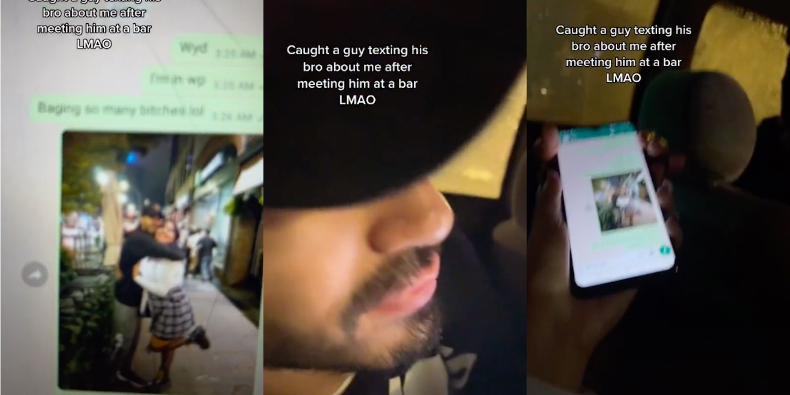 Woman records text messages from a man's phone