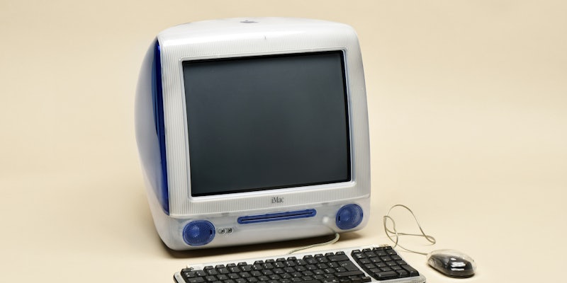 Apple iMac G3 computer from 1998 in original Indigo blue color