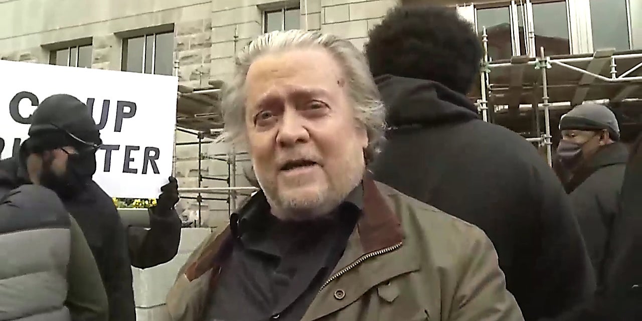 Steve Bannon talking to camera.