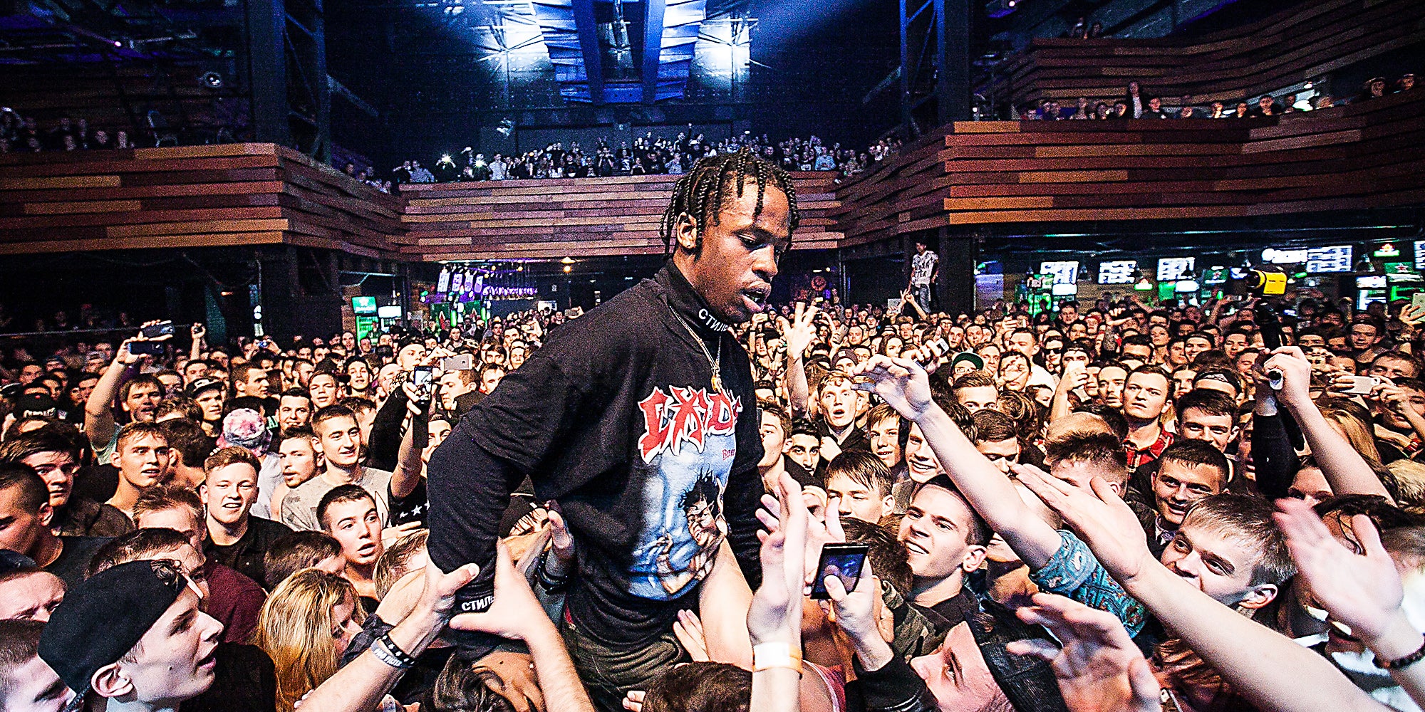 A man in a crowd of people.