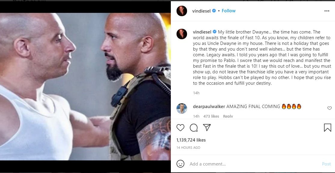 The Rock Responds to Vin Diesel Version of 'Fast and Furious' Feud