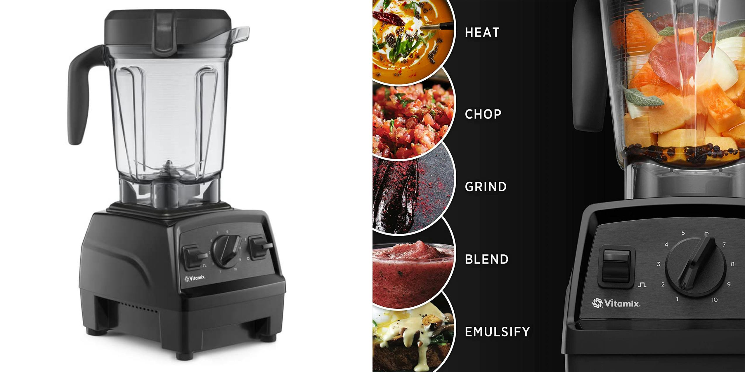 A Vitamix Explorian blender along with a peak at its features.