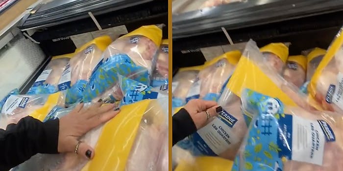 Chicken bags at a grocery store.