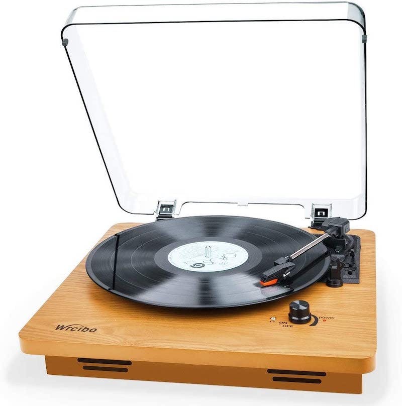 wrcibo record player 3 speed turntable