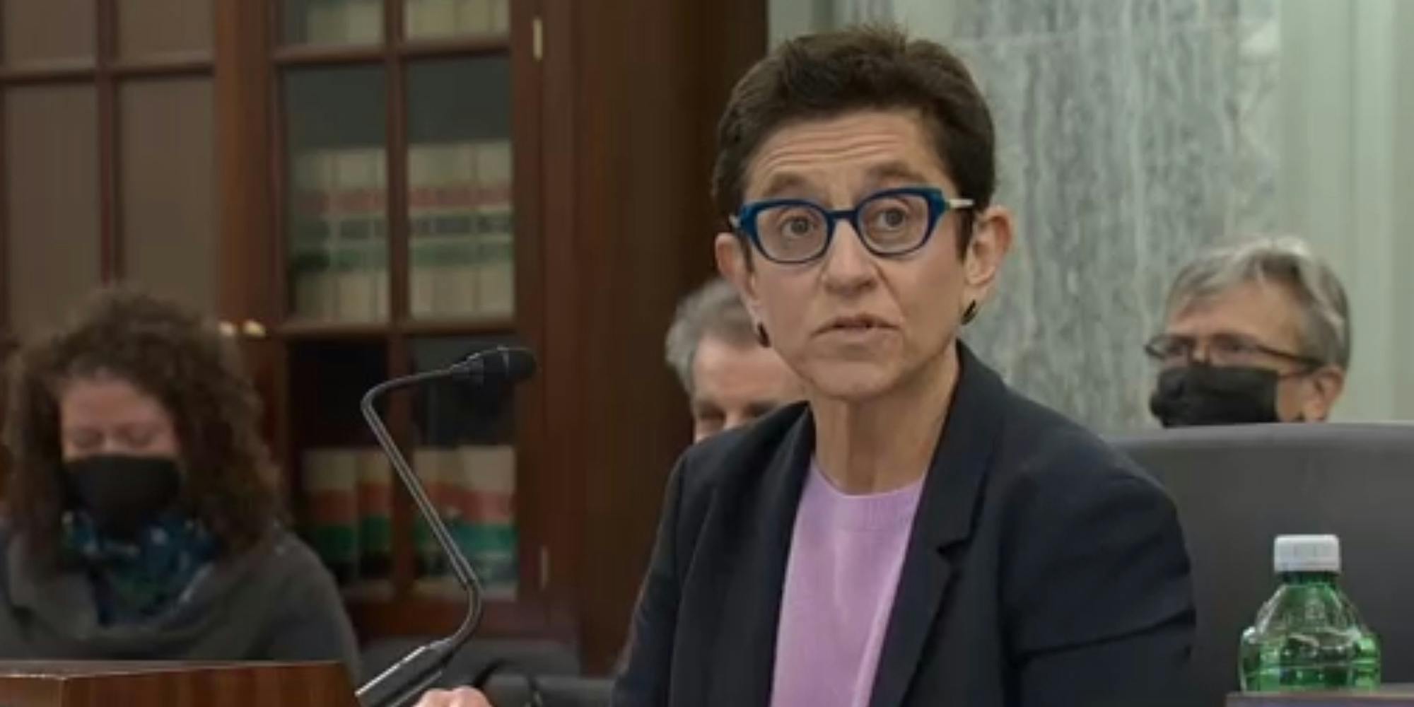 FCC Nominee Gigi Sohn testifying at a confirmation hearing.