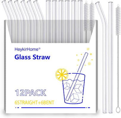 Pack of 12 reusable glass straws