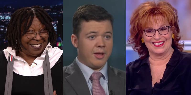 Right to left: Whoopi Goldberg, Kyle Rittenhouse, Joy Behar