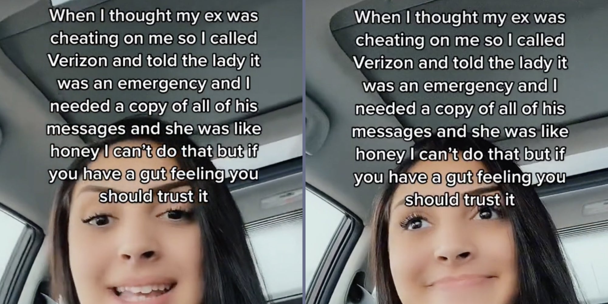 A woman sitting in her car.