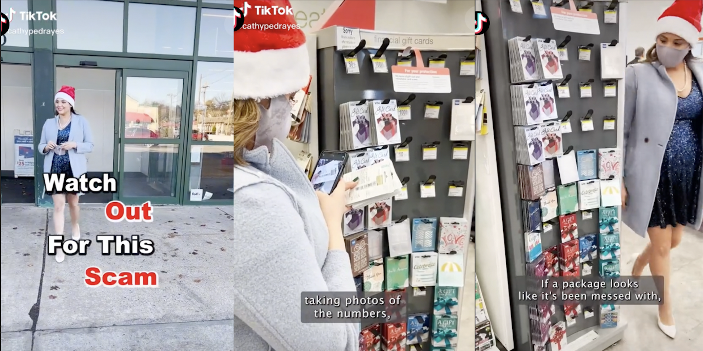 TikTok Cathy Pedrayes talked about gift card scams in a TikTok.