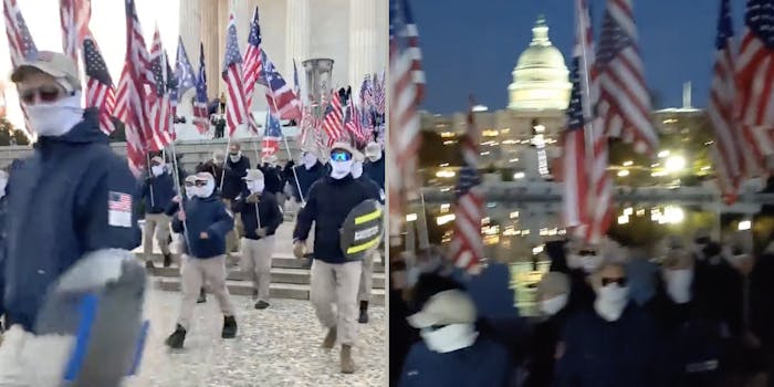 white supremacists march through Washington D.C. holding US flags