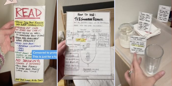 airbnb host posts handwritten rules all over building