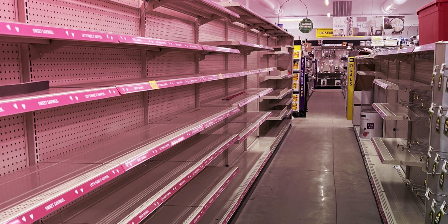 Photo of empty store shelves