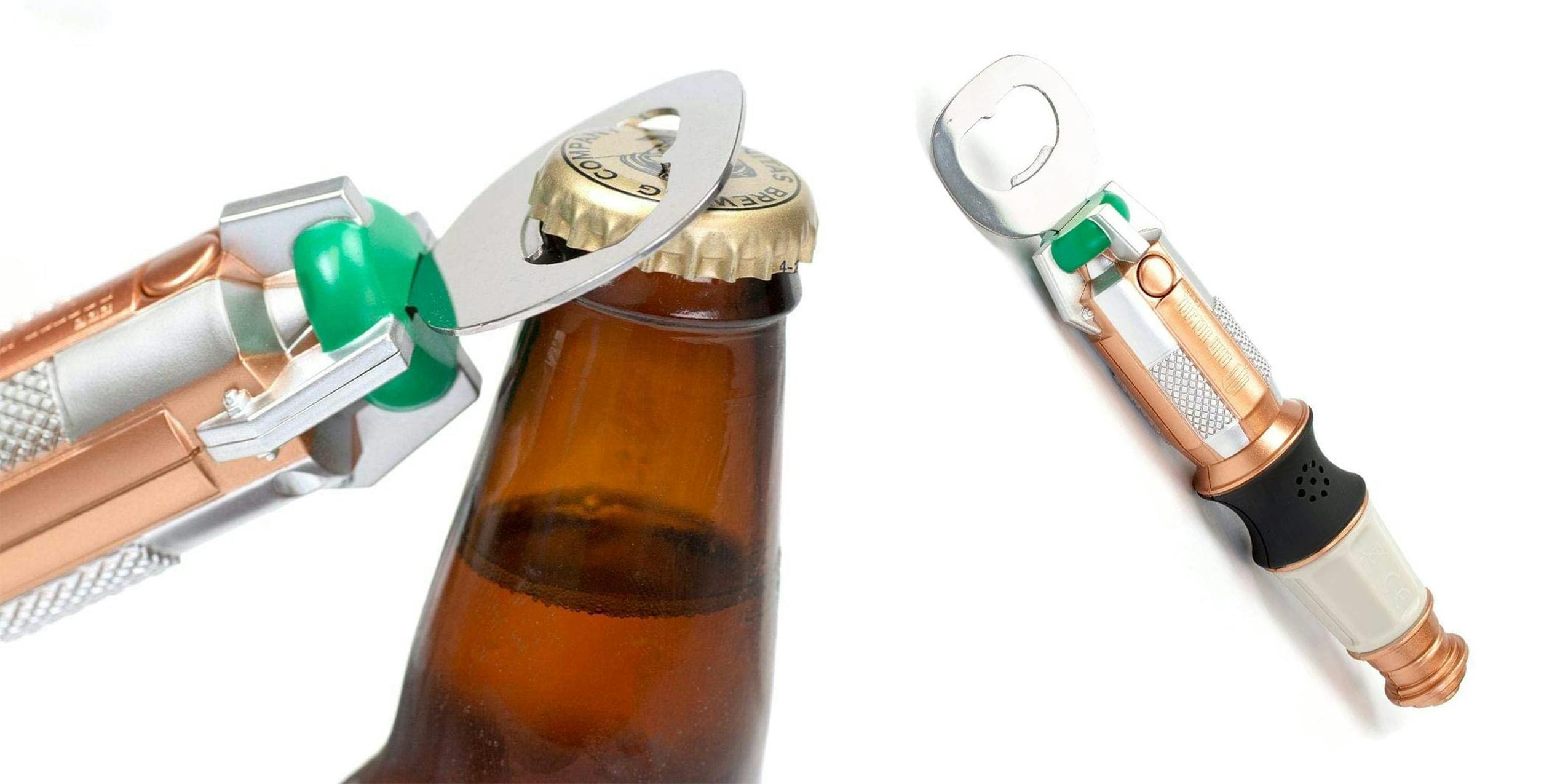The Dr. Who Sonic Screwdriver bottle opener used to open a bottle makes a great gift for nerds.